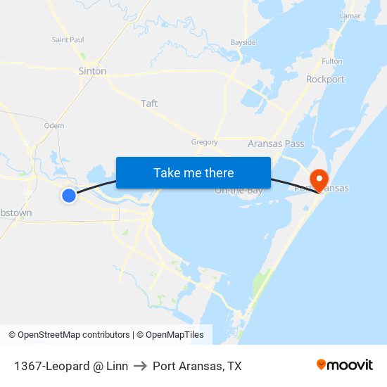 1367-Leopard @ Linn to Port Aransas, TX map