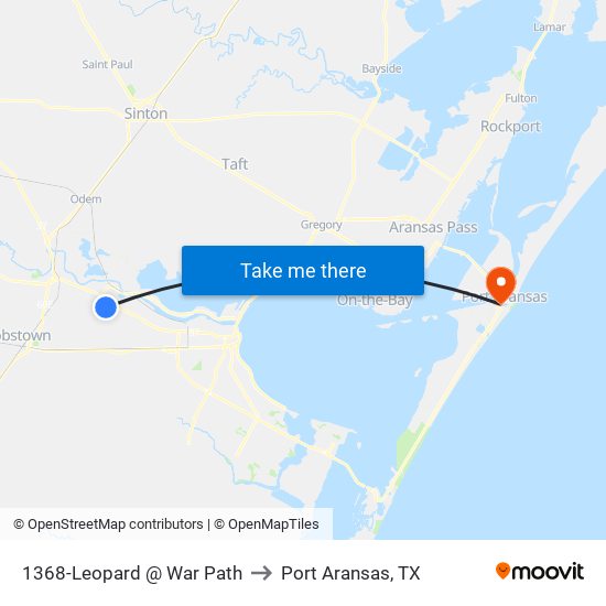 1368-Leopard @ War Path to Port Aransas, TX map