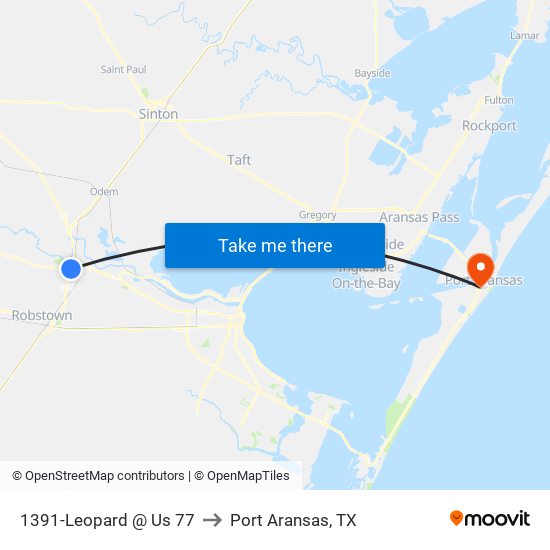 1391-Leopard @ Us 77 to Port Aransas, TX map