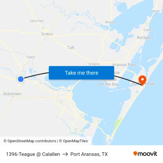 1396-Teague @ Calallen to Port Aransas, TX map