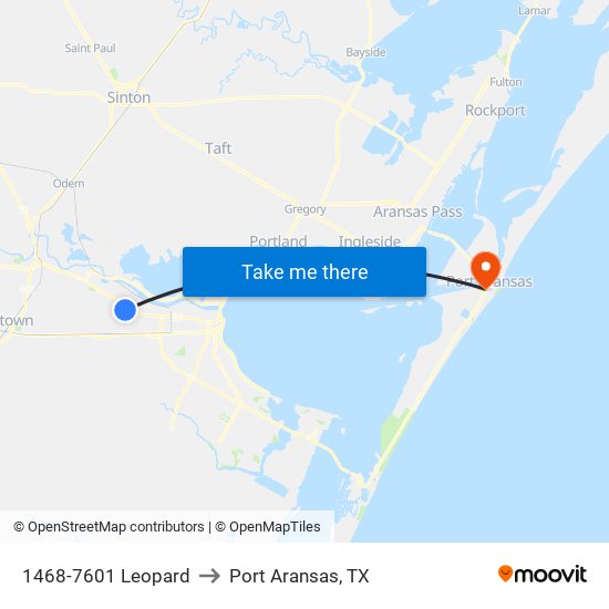 1468-7601 Leopard to Port Aransas, TX map