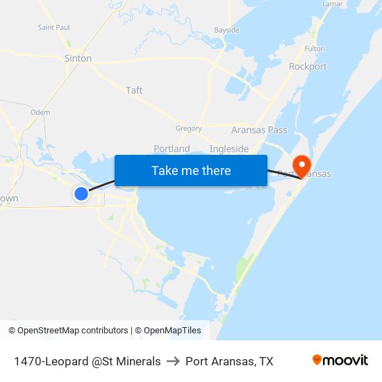 1470-Leopard @St Minerals to Port Aransas, TX map