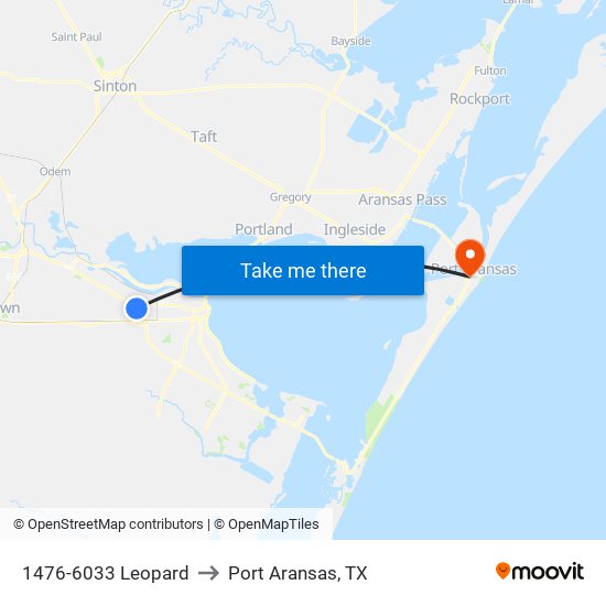 1476-6033 Leopard to Port Aransas, TX map