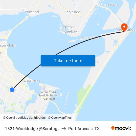 1821-Wooldridge @Saratoga to Port Aransas, TX map