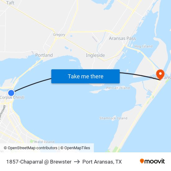 1857-Chaparral @ Brewster to Port Aransas, TX map