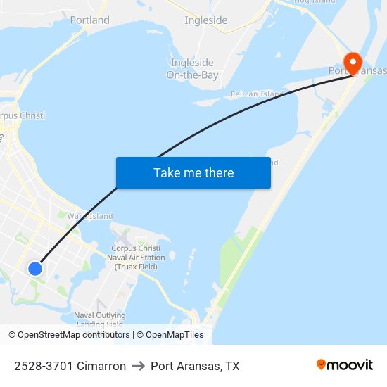 2528-3701 Cimarron to Port Aransas, TX map