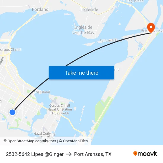 2532-5642 Lipes @Ginger to Port Aransas, TX map