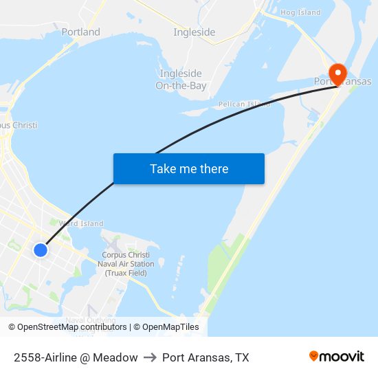 2558-Airline @ Meadow to Port Aransas, TX map