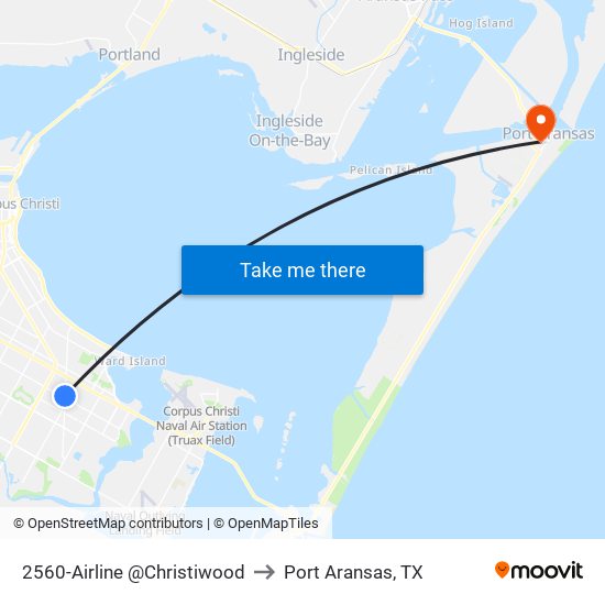 2560-Airline @Christiwood to Port Aransas, TX map