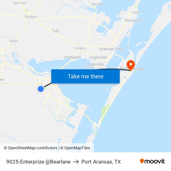 9025-Enterprize @Bearlane to Port Aransas, TX map