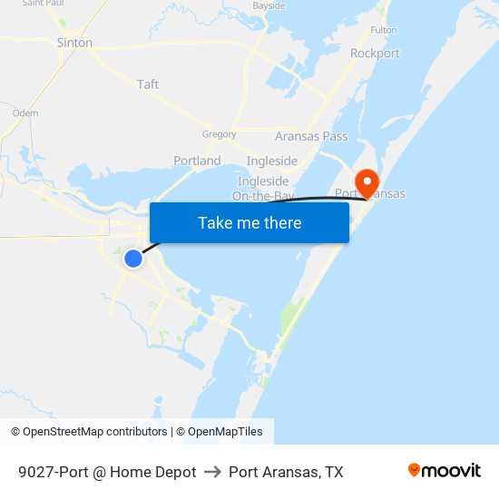 9027-Port @ Home Depot to Port Aransas, TX map