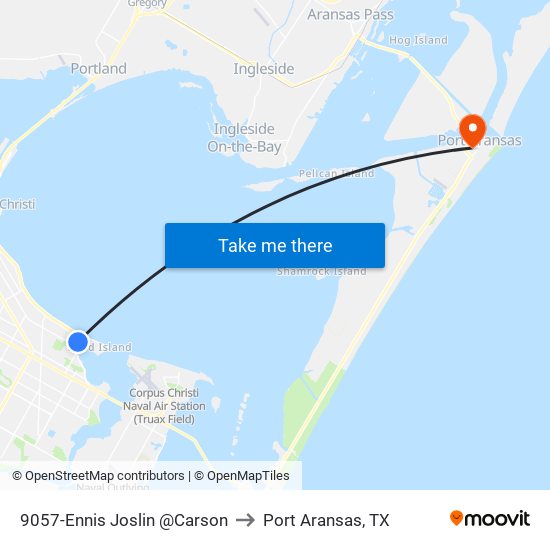 9057-Ennis Joslin @Carson to Port Aransas, TX map