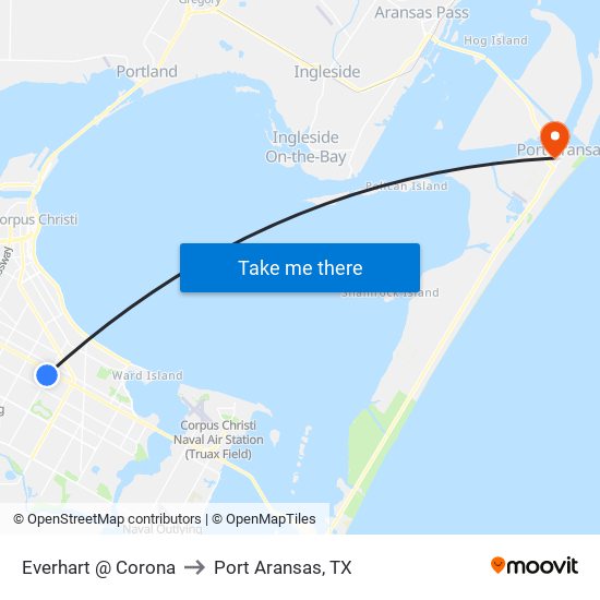 Everhart @ Corona to Port Aransas, TX map