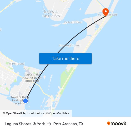 Laguna Shores @ York to Port Aransas, TX map