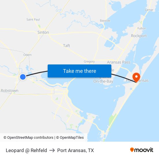 Leopard @ Rehfeld to Port Aransas, TX map