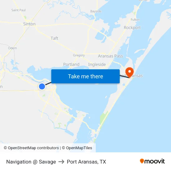 Navigation @ Savage to Port Aransas, TX map