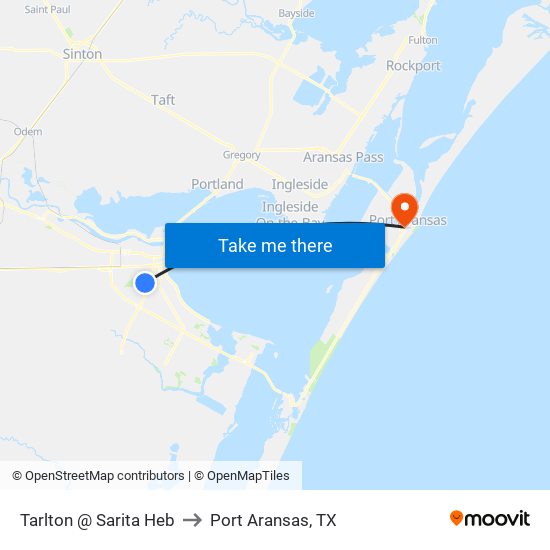 Tarlton @ Sarita Heb to Port Aransas, TX map