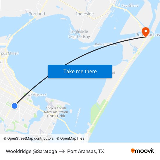 Wooldridge @Saratoga to Port Aransas, TX map