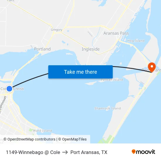 1149-Winnebago @ Cole to Port Aransas, TX map