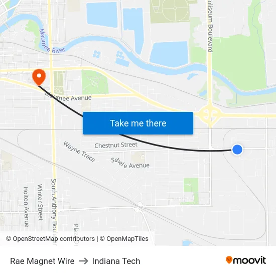 Rae Magnet Wire to Indiana Tech map