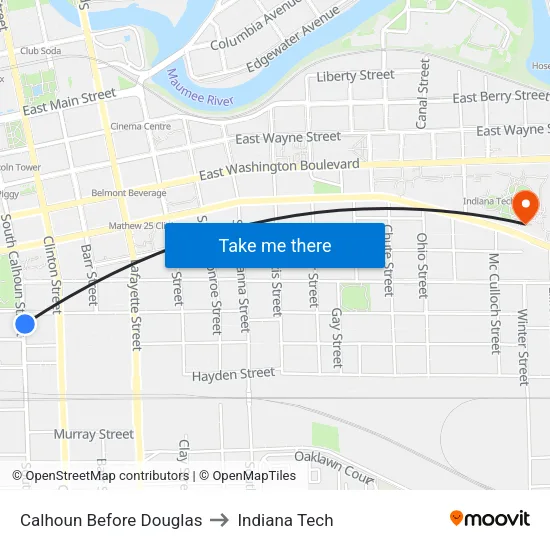 Calhoun Before Douglas to Indiana Tech map