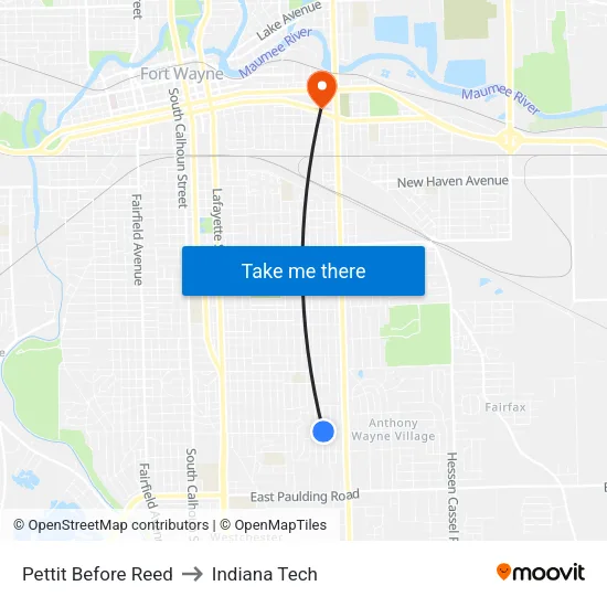 Pettit Before Reed to Indiana Tech map
