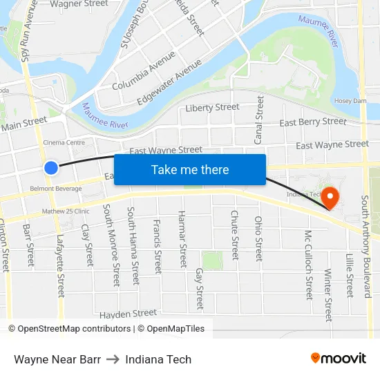 Wayne Near Barr to Indiana Tech map