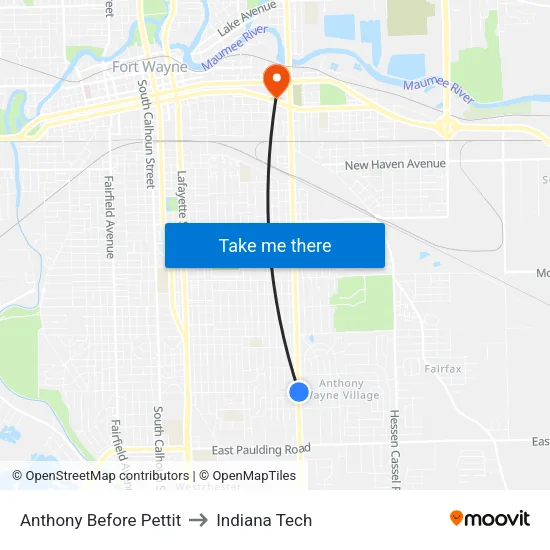 Anthony Before Pettit to Indiana Tech map