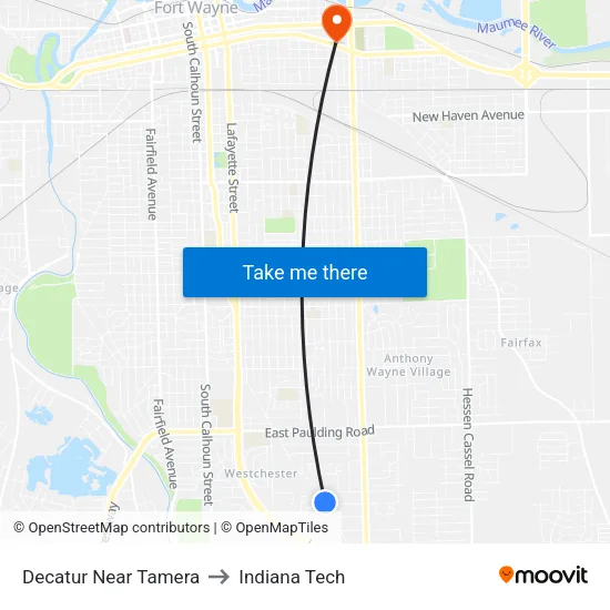 Decatur Near Tamera to Indiana Tech map