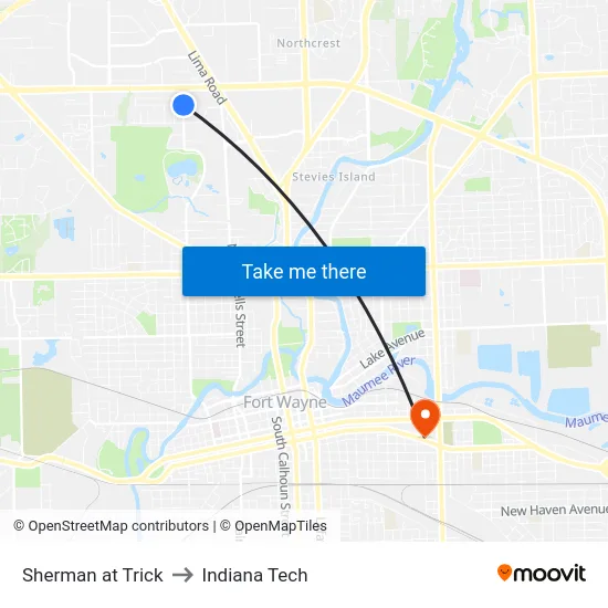 Sherman at Trick to Indiana Tech map