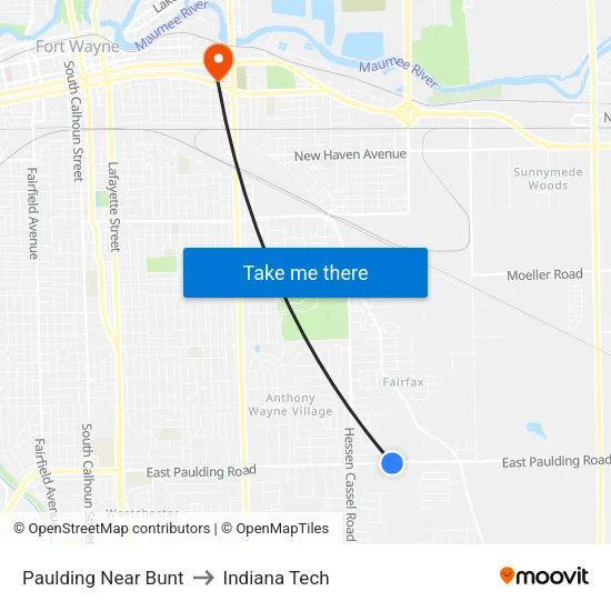 Paulding Near Bunt to Indiana Tech map
