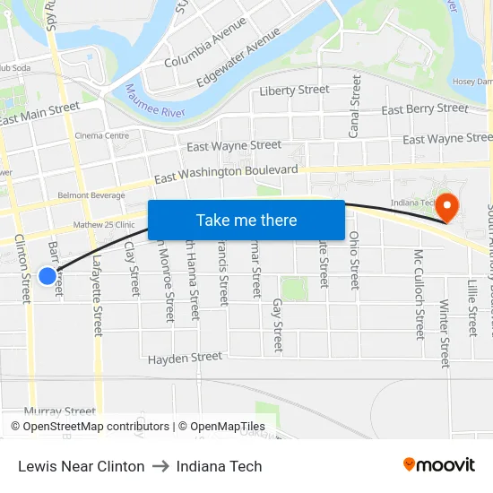 Lewis Near Clinton to Indiana Tech map