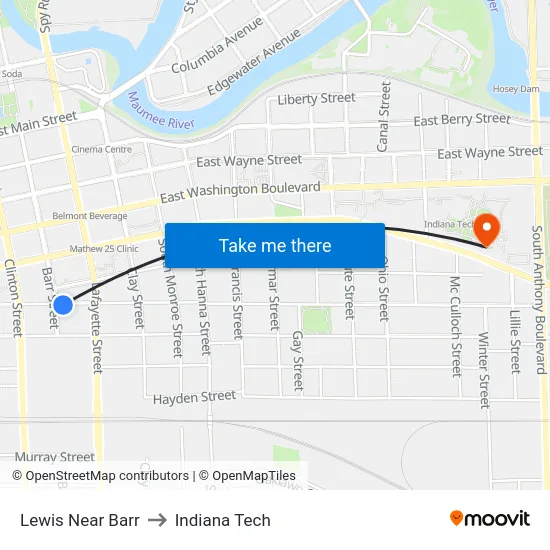 Lewis Near Barr to Indiana Tech map