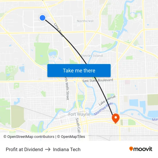 Profit at Dividend to Indiana Tech map
