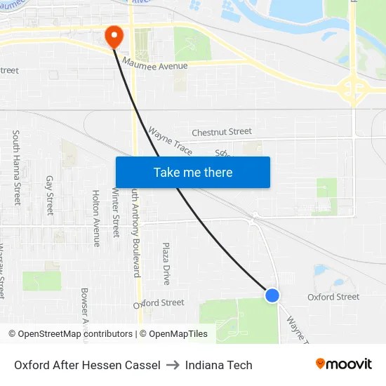 Oxford After Hessen Cassel to Indiana Tech map