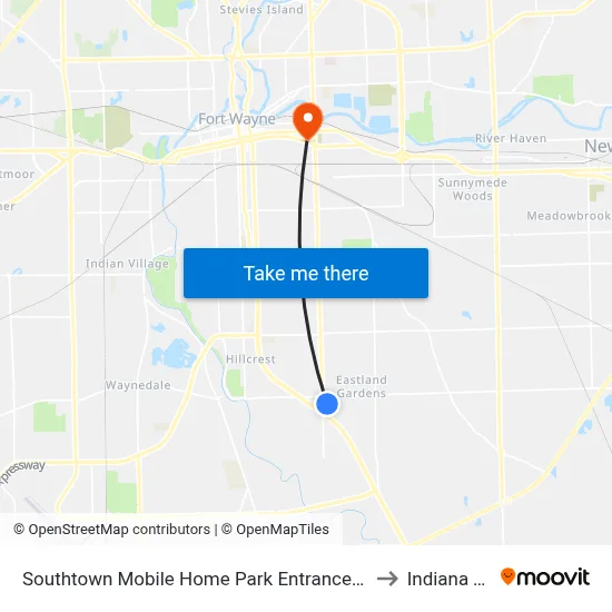 Southtown Mobile Home Park Entrance Northbound to Indiana Tech map