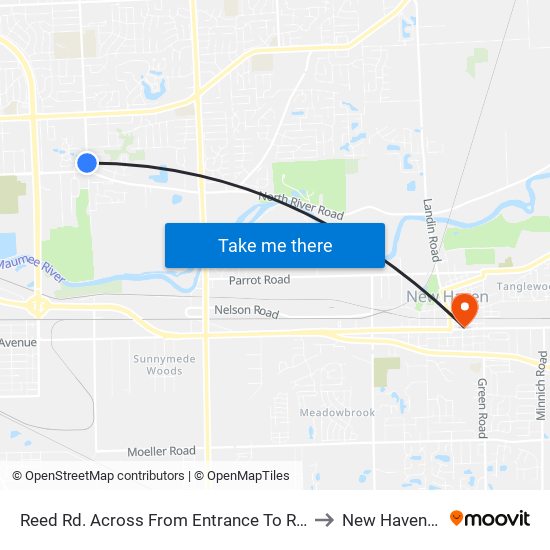 Reed Rd. Across From Entrance To Regency Apts. (Sb) to New Haven IN USA map