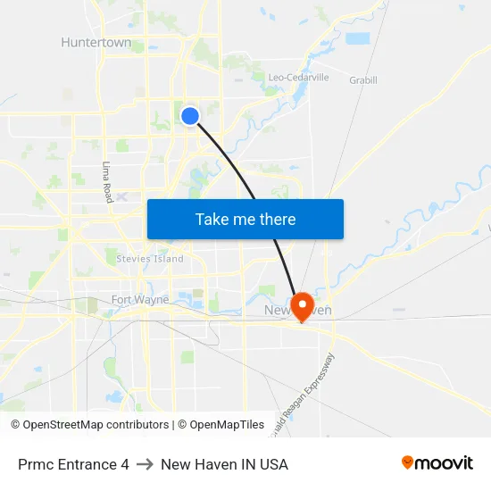 Prmc Entrance 4 to New Haven IN USA map
