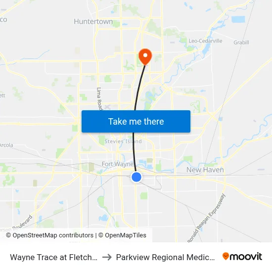 Wayne Trace at Fletcher (Wb) to Parkview Regional Medical Center map