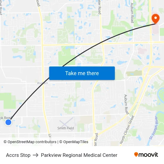 Accrs Stop to Parkview Regional Medical Center map