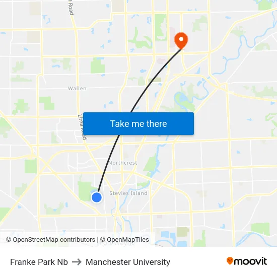 Franke Park Nb to Manchester University map