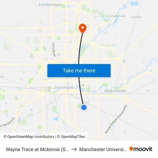Wayne Trace at Mckinnie (Sb) to Manchester University map