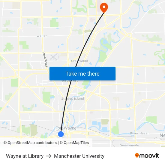 Wayne at Library to Manchester University map