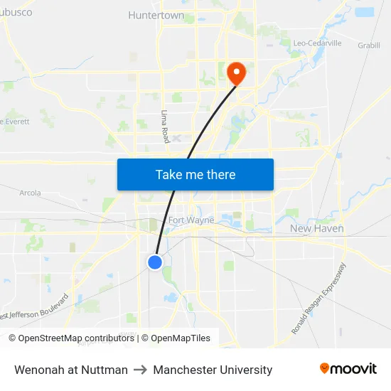 Wenonah at Nuttman to Manchester University map