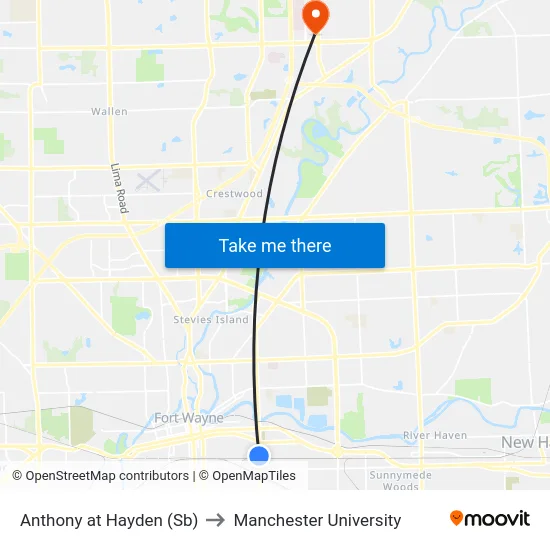 Anthony at Hayden (Sb) to Manchester University map