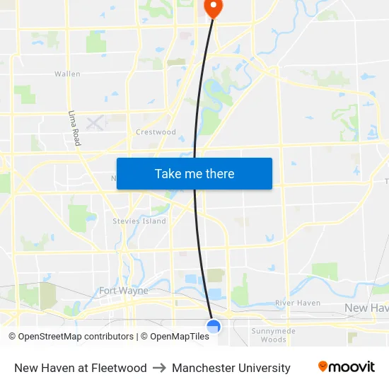 New Haven at Fleetwood to Manchester University map