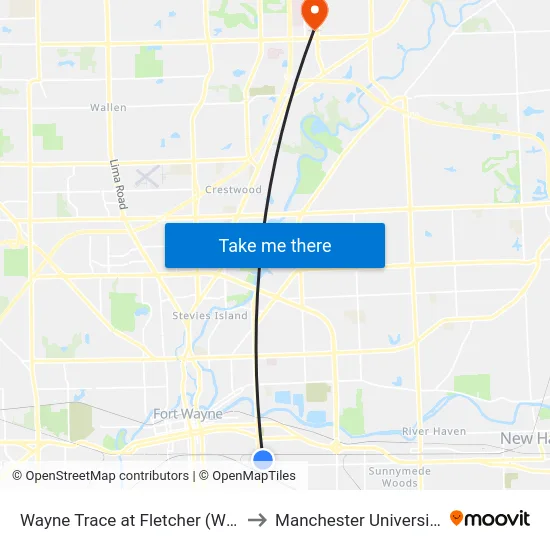 Wayne Trace at Fletcher (Wb) to Manchester University map