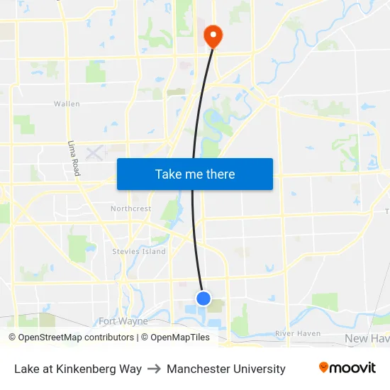 Lake at Kinkenberg Way to Manchester University map