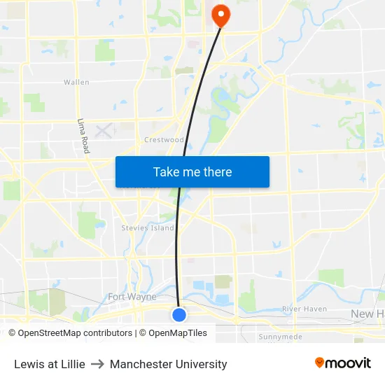 Lewis at Lillie to Manchester University map
