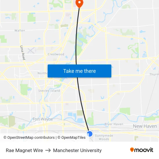 Rae Magnet Wire to Manchester University map